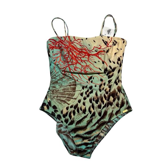 MARYAN MEHLHORN Tropical Seashell Ocean B-cup Swimsuit Fits Medium Large - Picture 1 of 9